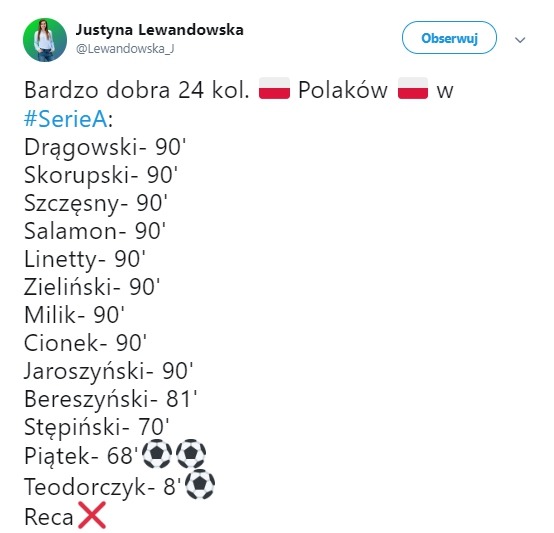 Występy Polaków w 24. kolejce Serie A!
